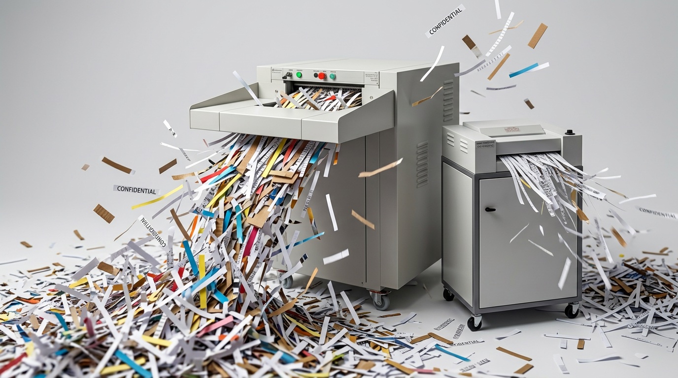 מגרסות נייר תעשייתיות מתוצרת א. מדינה בפעולה — גריסת מסמכים סודיים